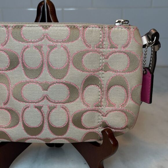 Coach Wristlet Wallet Y2K Jacquard Signature Lurex Logo Oversized Clutch - Picture 7 of 15